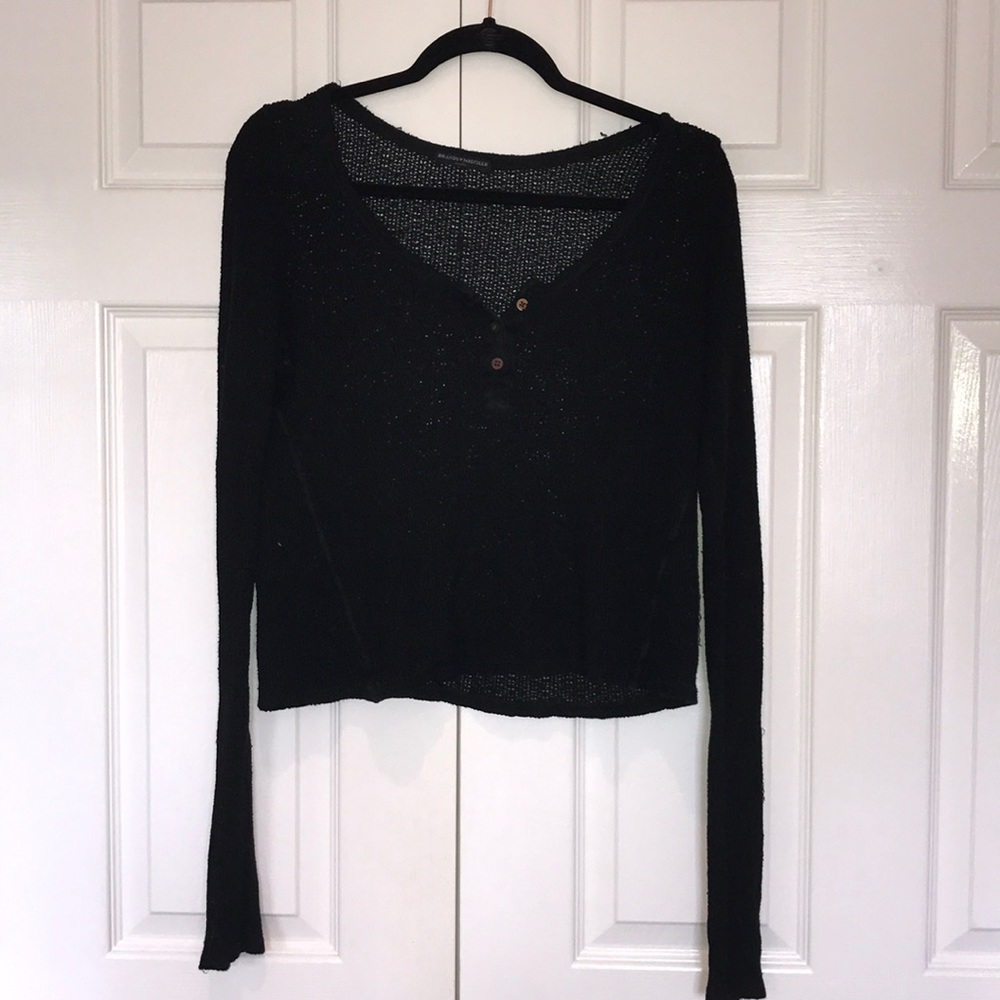 BRANDY MELLVILE BLACK KNIT LONG SLEEVE